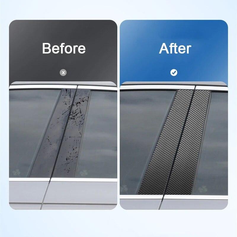 4pcs Carbon Fiber Car Window B-Pillar Trim Sticker For BMW GT F07 5 Series 2010-2017 Auto Door Pillars Accessories
