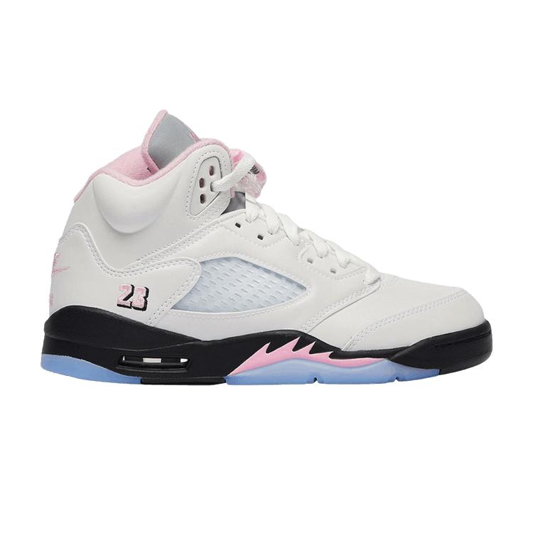 Air Jordan 5 Retro GS Medium Soft Pink Barnesko Hvit Svart HQ7980-102