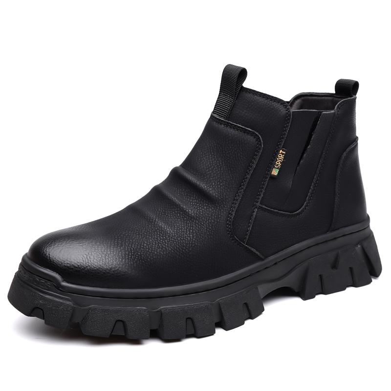 

Модные мужские повседневные ботинки на толстой подошве, роскошные дизайнерские в стиле ретро, для активного отдыха, уличной ходьбы, высококачественные деловые кожаные туфли 38 чёрный