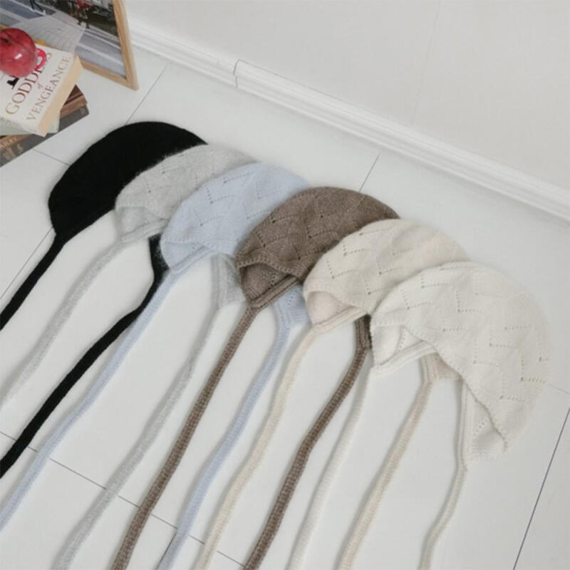 

Women s Angora Hooded Knit Hat Daily Style black