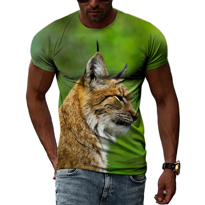 Sommer Mode Persönlichkeit Lynx Grafik T Shirts Männer Hip Hop Street Style Spaß Tees Trend Casual Gedruckt Oansatz Kurzarm tops