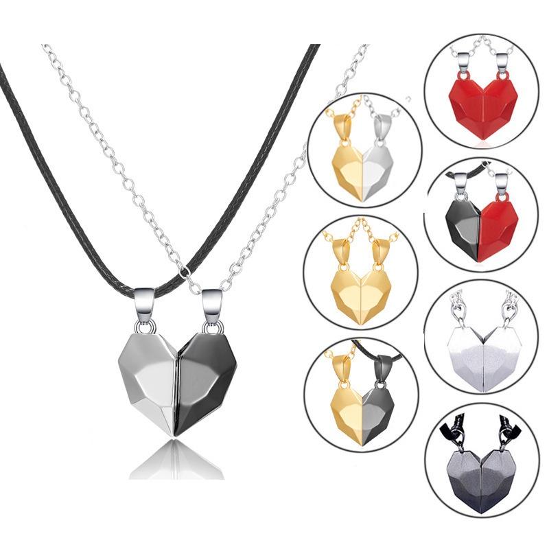Unique Lover Heart Pendant Necklace Magnetic Couple Gift