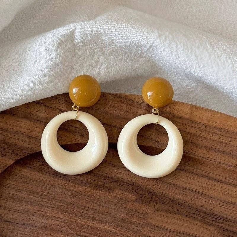 

Pinkdudu Sweet Circle Drop Earrings Candy Color Fashion Zinc Alloy Women s Jewelry Gift PD2333 белый