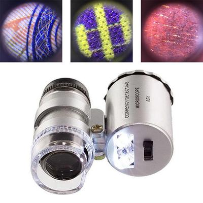 Loupe de bijoutier de poche HD avec lumière LED 60X Microscope illuminé Loupe