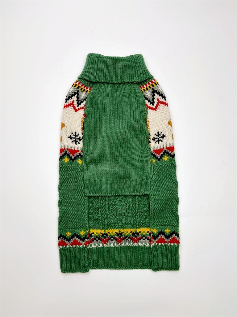 Červeno-zelený vánoční svetr perníkový muž pro domácí mazlíčky - Zimní teplo pro malé psy a kočky