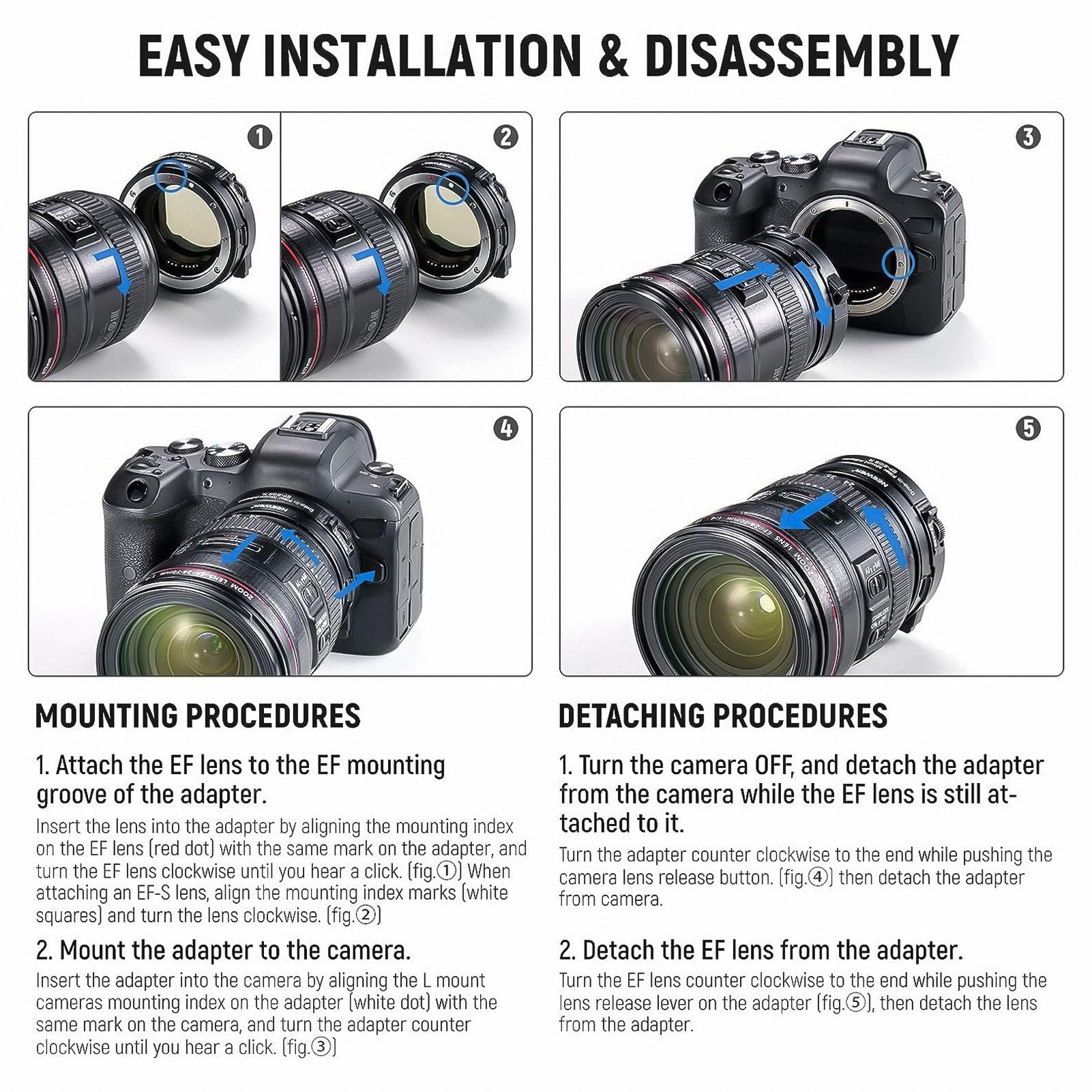 Адаптер объектива EF-EOSR PRO Кольцо для крепления камеры с автоматической фокусировкой — фото 9