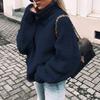 Chunky Knit Batwing Sleeve European-American Semi-High Neck Oversized Sweater
