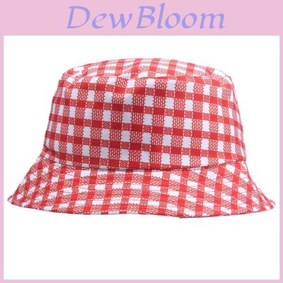 Red Plaid Bucket Hat With Windproof Short Brim For Summer Camping And Travel