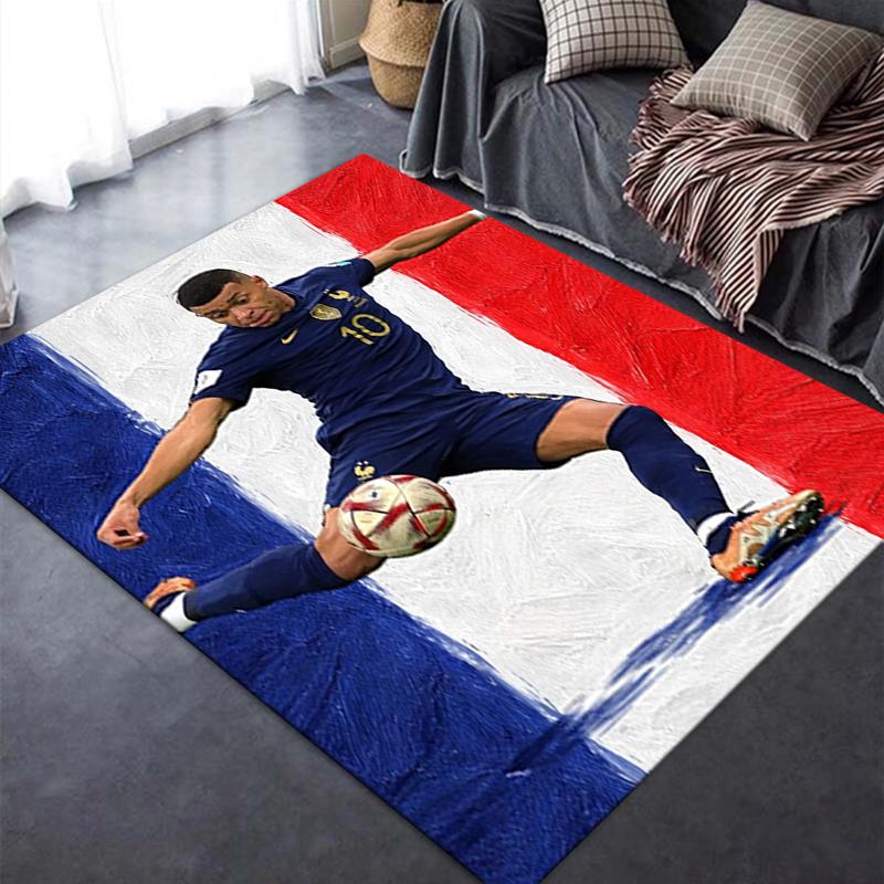 2025 Neuer Kylian Mbappé Teppich für Wohnzimmer Schlafzimmer Zuhause Sofadekoration, Kinder spielen Rutschfeste Fußmatte