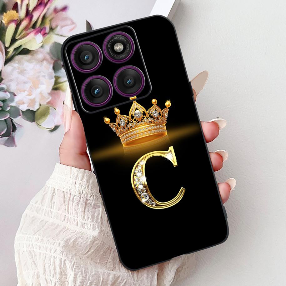 For Motorola Edge 60 Pro Case 2025 Luxury Crown Letters Soft Silicone Black Phone Cover For Moto Edge 60 Fusion 60s Edge60 Funda