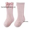 INS Summer Girls' Cotton Bowknot Socks: Ribbed, Breathable, Mid-Calf Mesh