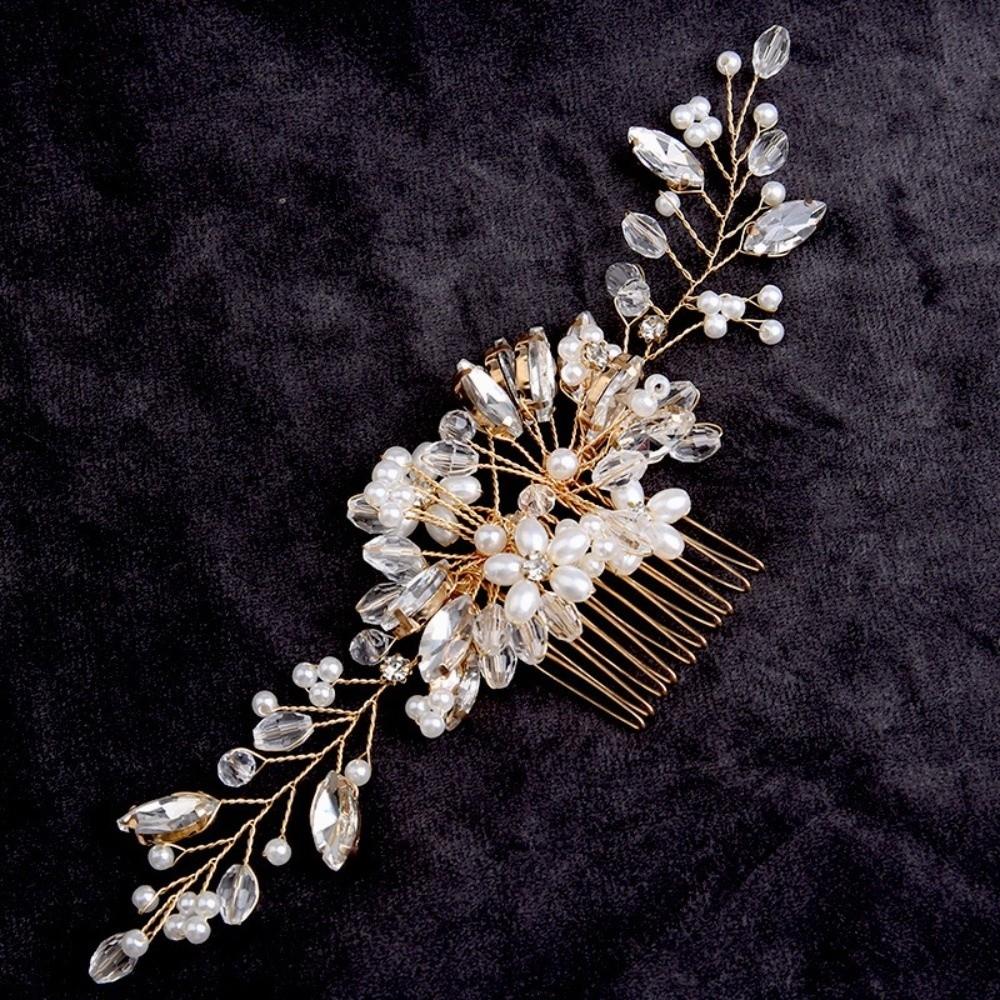 Flower Pearl Hair Combs Jewelry Rhinestone Hairpin Hair Clip Bridal Headpiece  Party