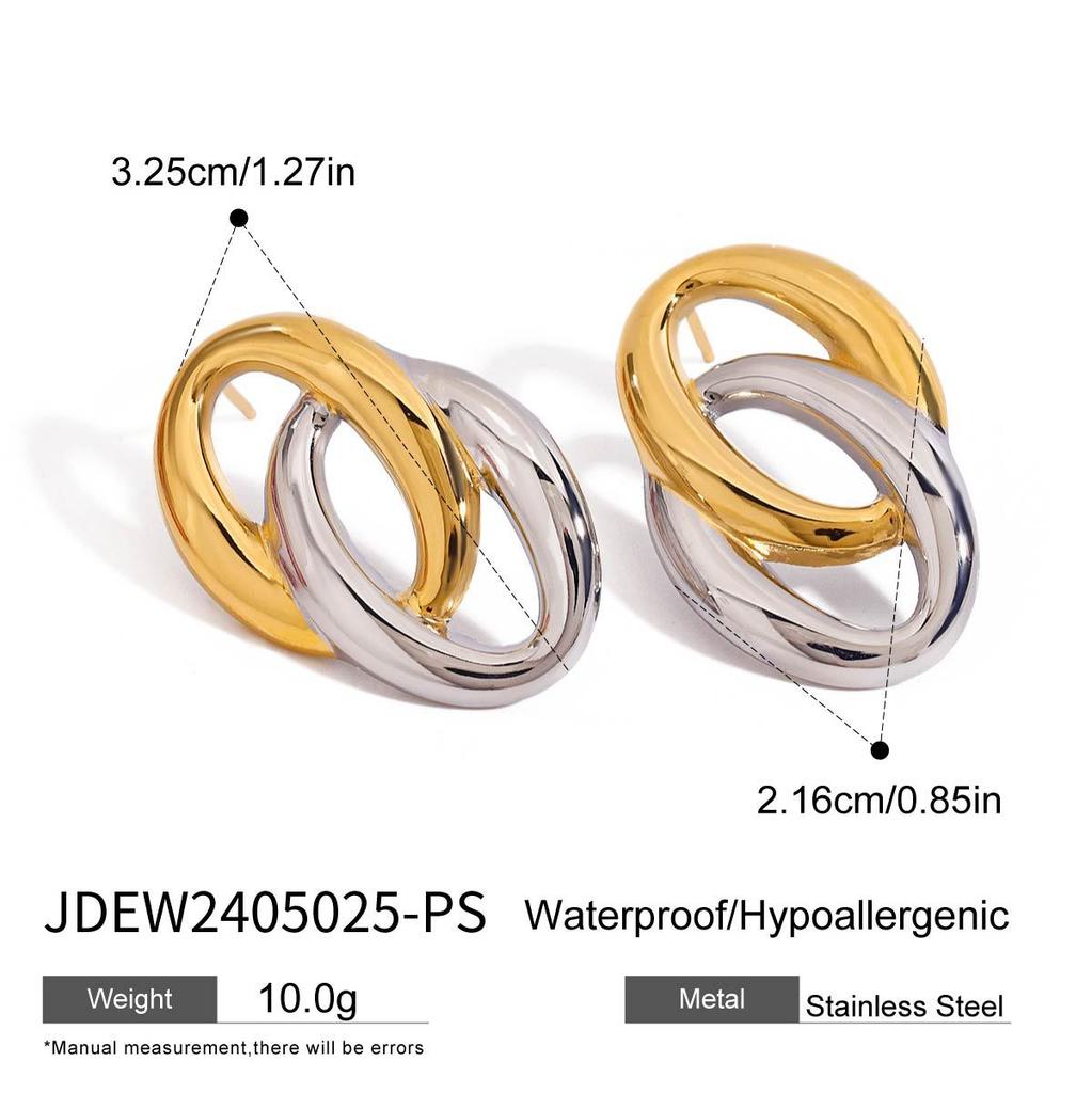 Jiedin European and American circle stud earrings stainless steel earrings earrings do not fade titanium steel jewelry