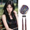 2pcs/set Laser Silk Colorful Hair Piece Extension Colorful Fake Hair Clip In One Piece Hairpiece Colorful Holographic Hair Tinsel Glitter Fairy