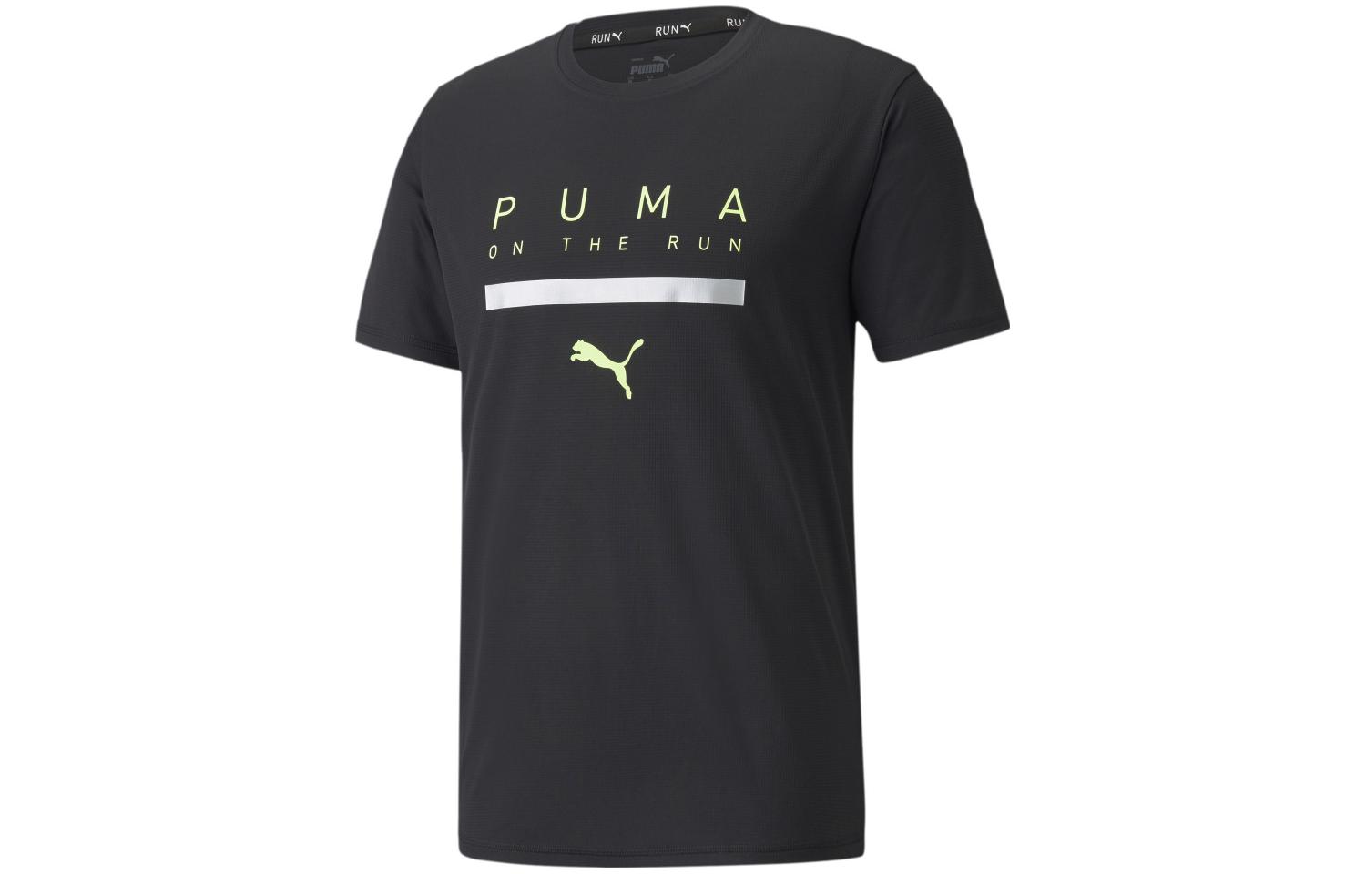 PUMA RUN Logo SS Tee T Shirt Men s Black 520855-01 S