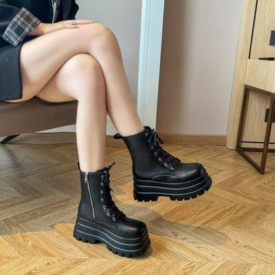 Aumento di altezza mostra lunghezza gamba scarpe con plateau sottile 9 cm stivali di cotone britannico stivali corti con plateau da donna autunno e inverno nuovi stivaletti stivali corti Martin