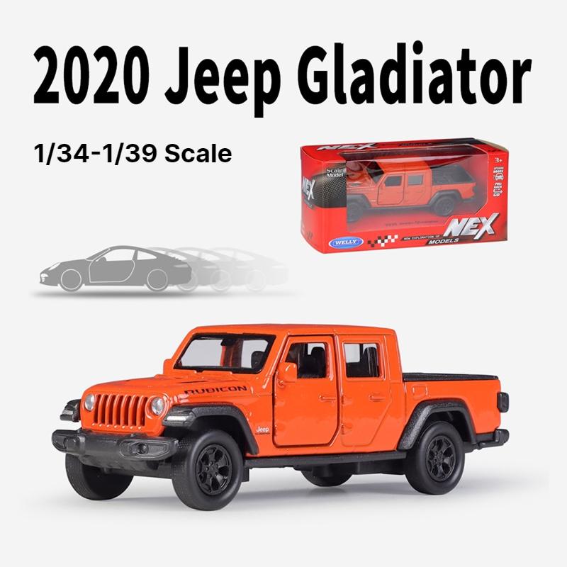 1/36 Scale Jeep Gladiator Pickup Truck Toy Car Model Welly Diecast Alloy Miniature Pull Back Free Wheels Collection Gift for Children