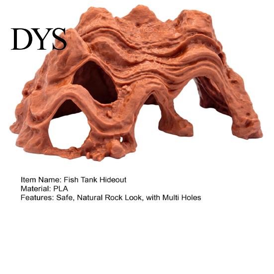 Cichlid Hiding Cave Aquarium Mountain Hideout, Rock Look Tunnel Fish Hide, Shrimp Betta Accessory Shelter for Pleco Tanks Decoration Decorative