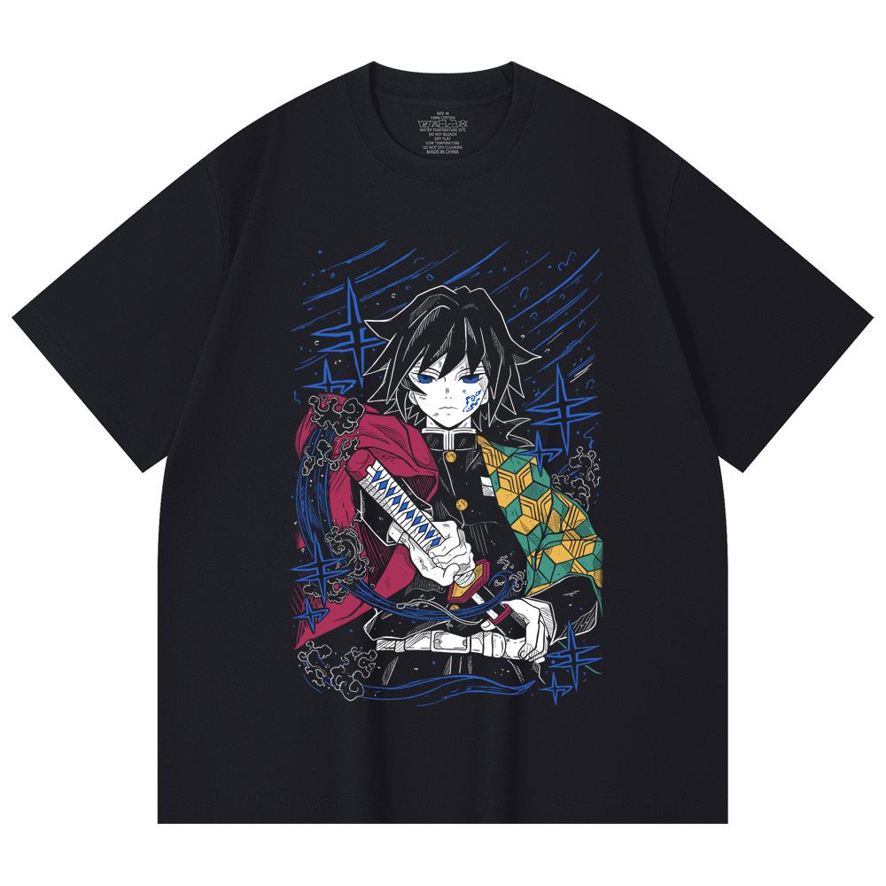 230 Gsm 100% Cotton Demon Slayer V47 Tomioka Print Unisex Heavy Cotton T Shirt