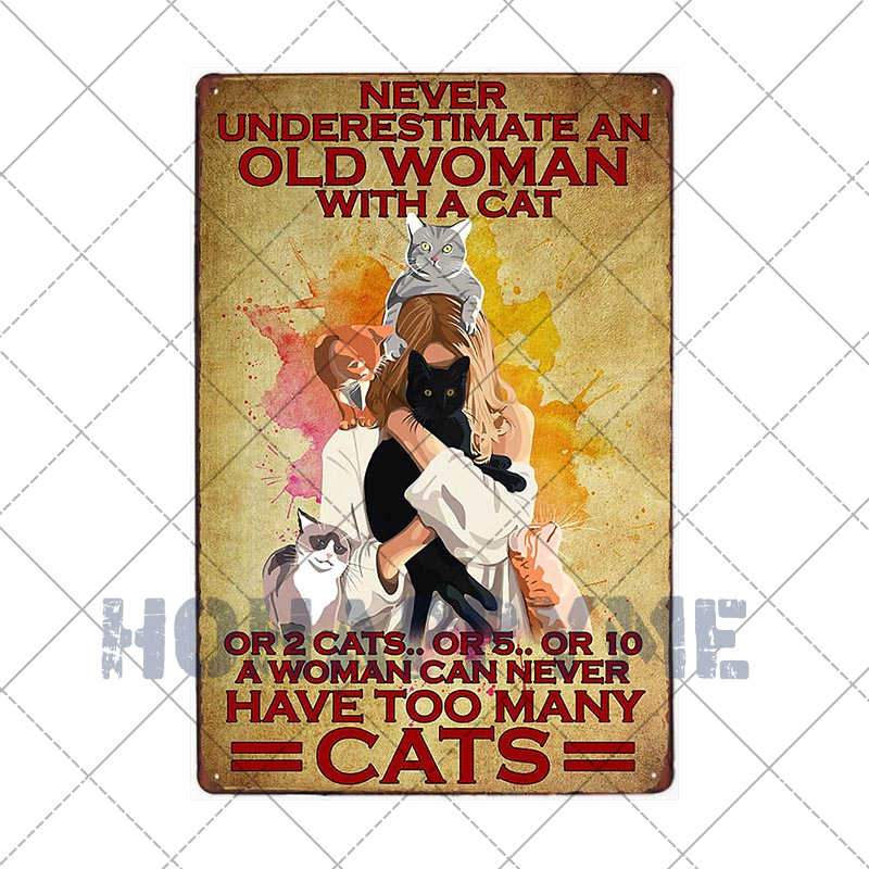 Lustiges Katzen-Vintage-Metallschild, Teller, Dekoration, Hausmalerei, Wohnzimmer, Tierhandlung, Poster, Wand, Retro-Dekor, Kunstplakate, 20 × 30 cm