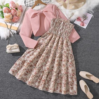 Girls' Floral Camisole Dress & Long-Sleeved Coat - Spring Collection