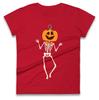 Pumpkin Skeleton Halloween Womens T Shirt Mens Tops Tees Unisex