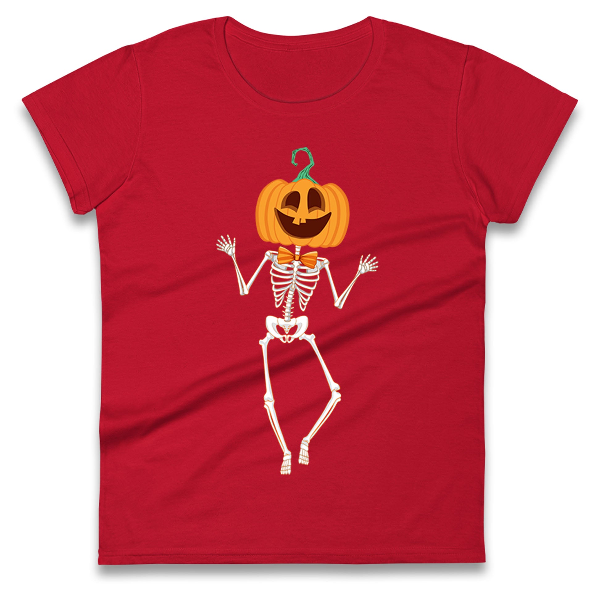 Pumpkin Skeleton Halloween Womens T Shirt Mens Tops Tees Unisex 2XL