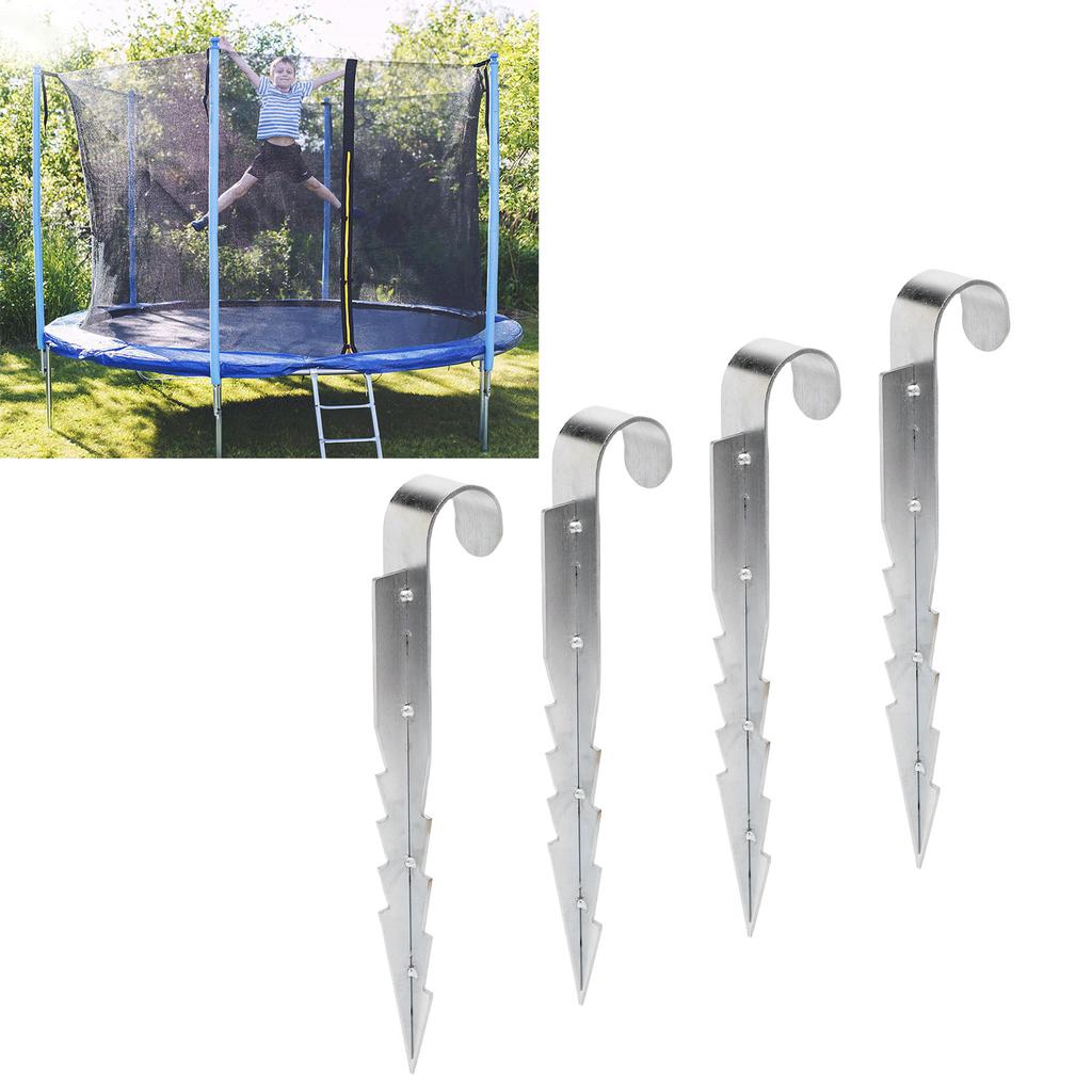 4pcs Trampoline Ground Pins Tie Down Kit, Ground Screw in Spiral Trampoline for Shed Carports Mobile Home
