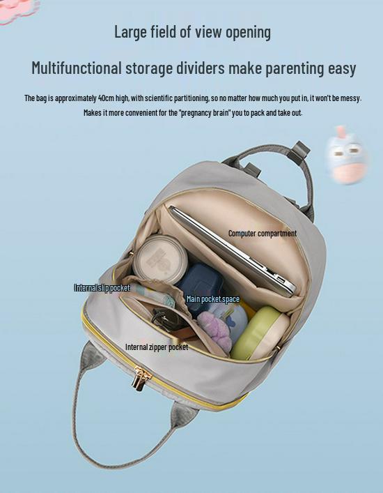 Sac à dos momie haut de gamme: Sac Bébé Spacieux avec Compartiment Lait Isotherme pour Sorties Pratiques