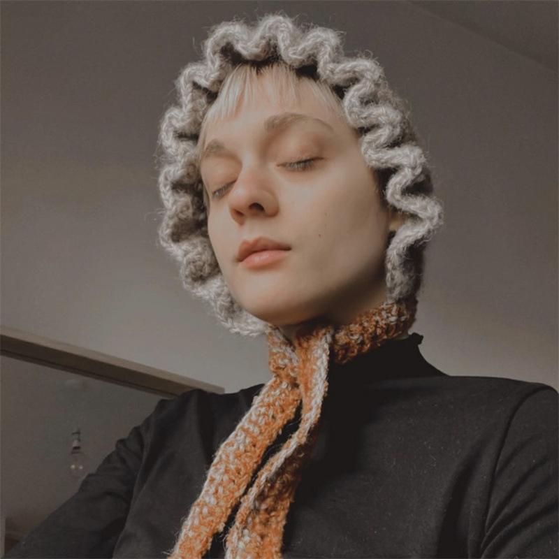 New Pure Hand Knitted Small Flower Woolen Hat, Fresh and Versatile, Fashionable Women's Fisherman Hat