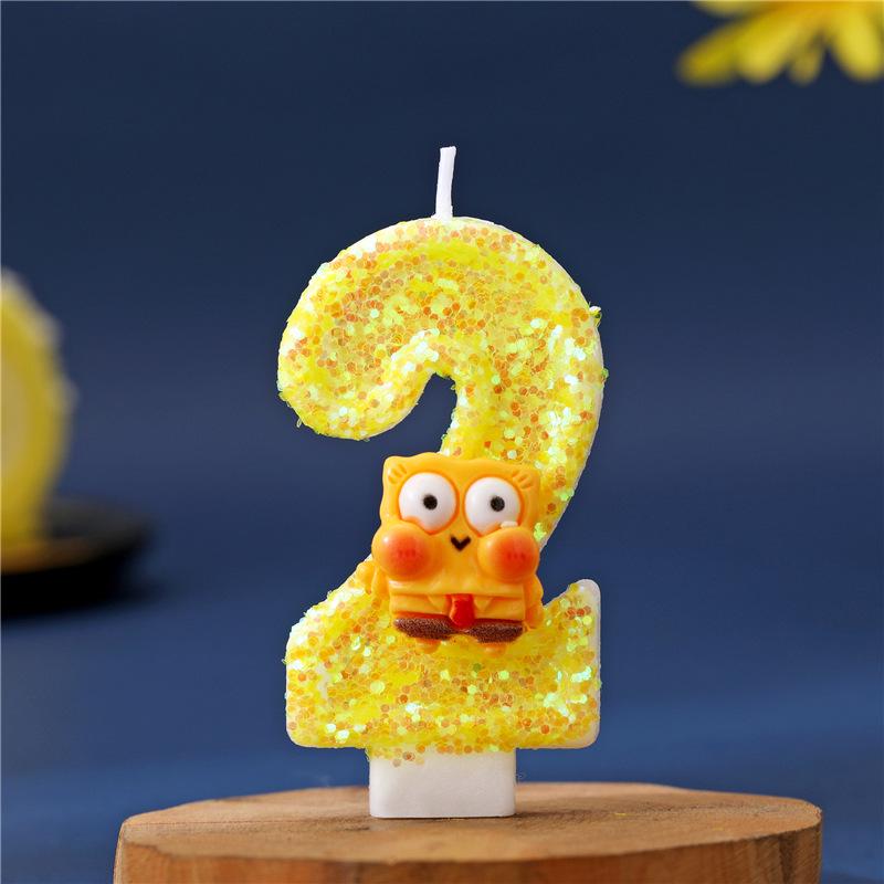 SpongeBob Digital First Birthday Glitter Candle