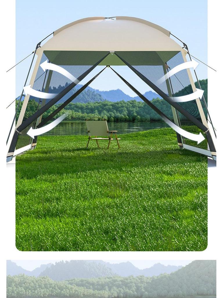 Portable Outdoor Mesh Gazebo: Large Sunshade Tent with Mosquito Net for Beach or Camping