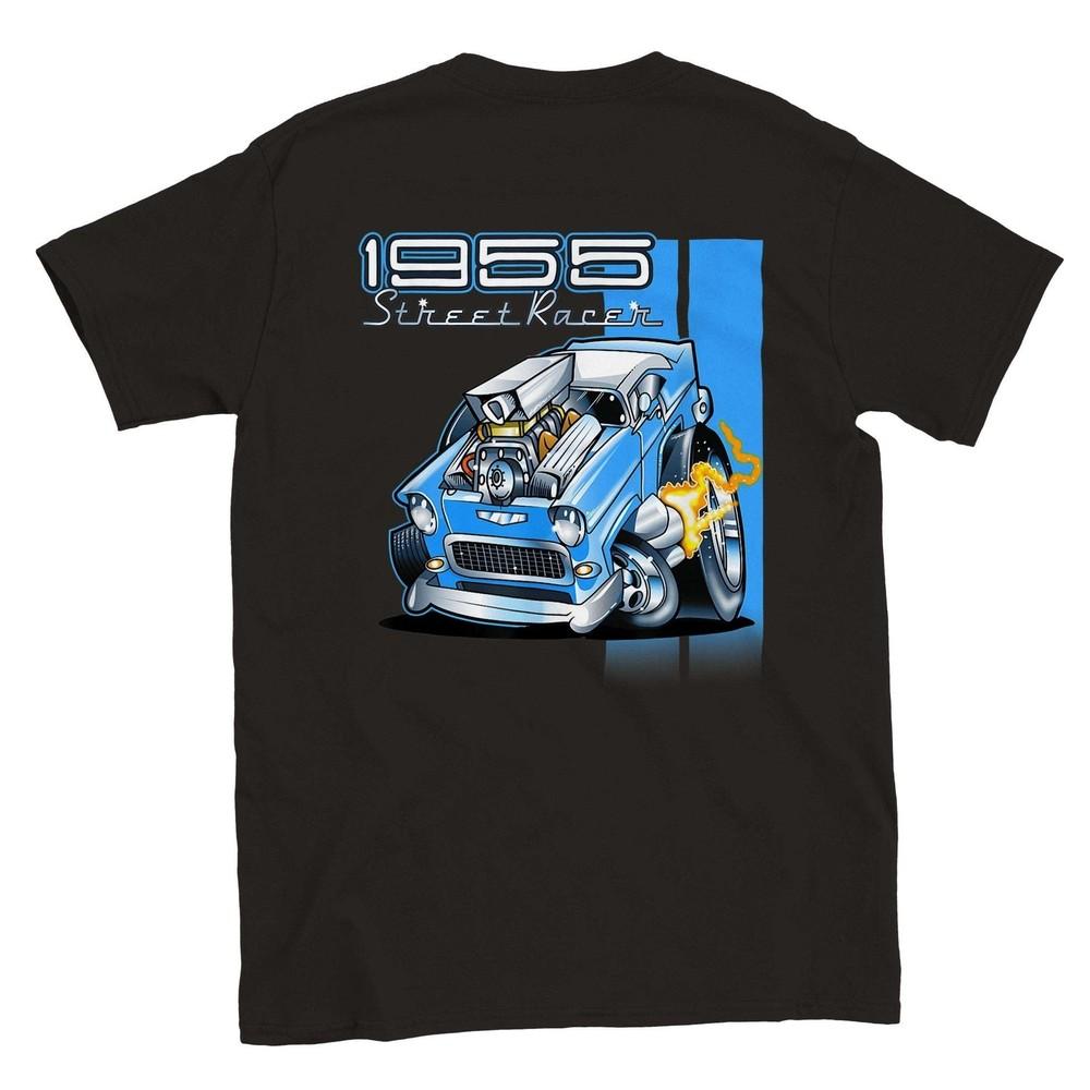55 Chevy Street Racer T-Shirt - Vintage Car Graphic Tee Unisex T-Shirt XXL