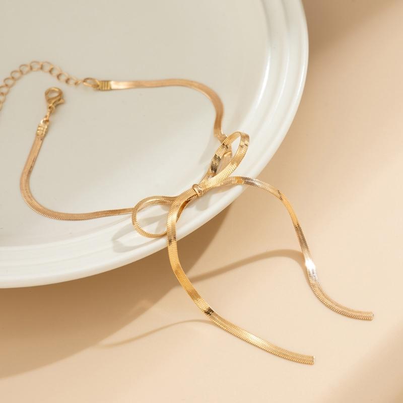 Beautiful Bowknot Anklet Adornment Elegant Long Anklet Chain Accessory Adjustable Chain Anklet Bracelet for Women