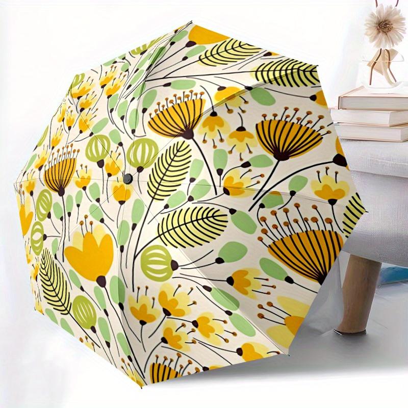 1pc Floral Pattern Automatic Open 8-Rib Windproof Umbrella, Travel & Commuting, Suitable for All Seasons