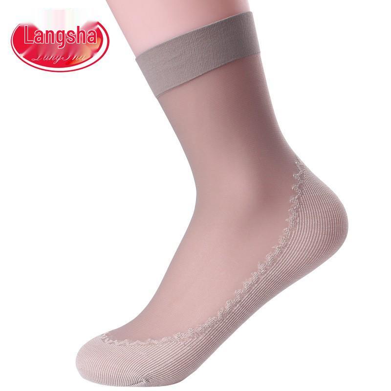 Langsha Women's Summer Silk Ankle Socks - 2026 Nude, Wear-Resistant, Non-Slip, Cotton Bottom, Core-Spun Silk