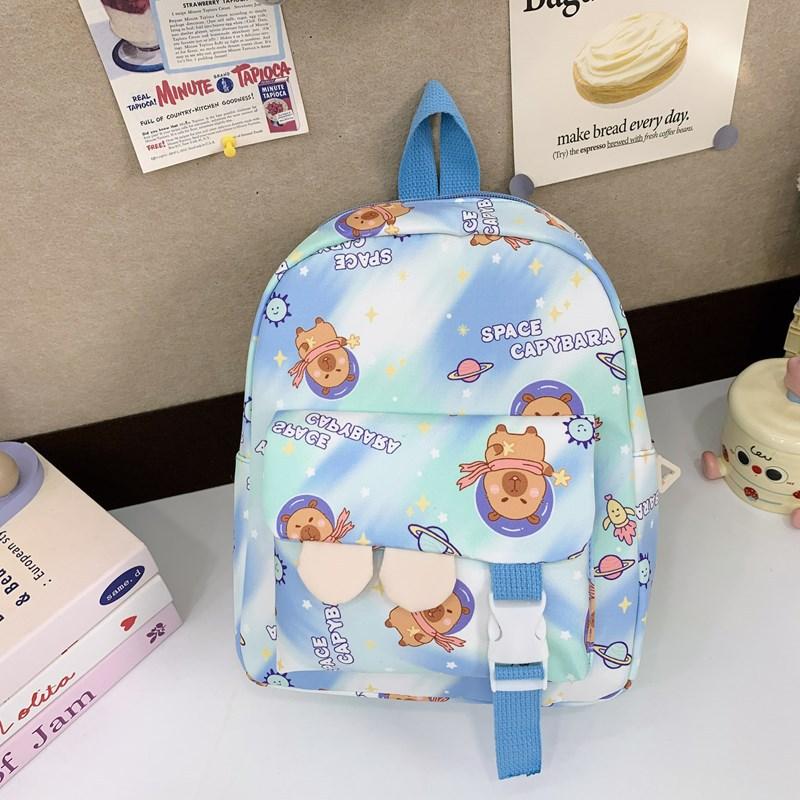 Kindergarten Primary School Students Schoolbag Cute Fun Kapibara Printed Boys And Girls Backpack Children'S Backpack