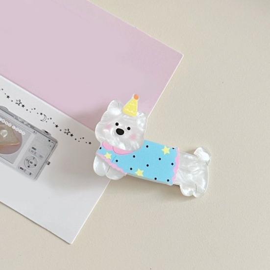 5Pcs Girl Hairpin Macaron Color Matching Acrylic Cute Puppy Shape Hair Clips Stable Hair-Free Clip Hair Styling Tool