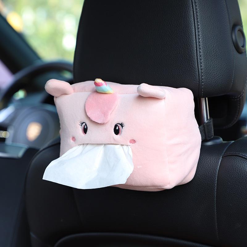Car Tissue Box Cover Fun Cartoon Animal Design Soft Plush Material Long-lasting