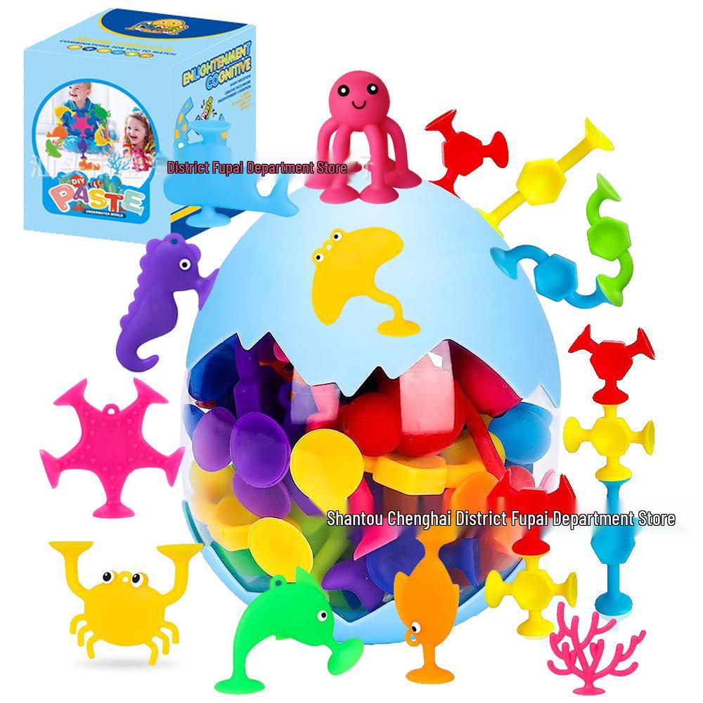 Colorful Sea-Themed Suction Cup Bath Toys Set for Kids