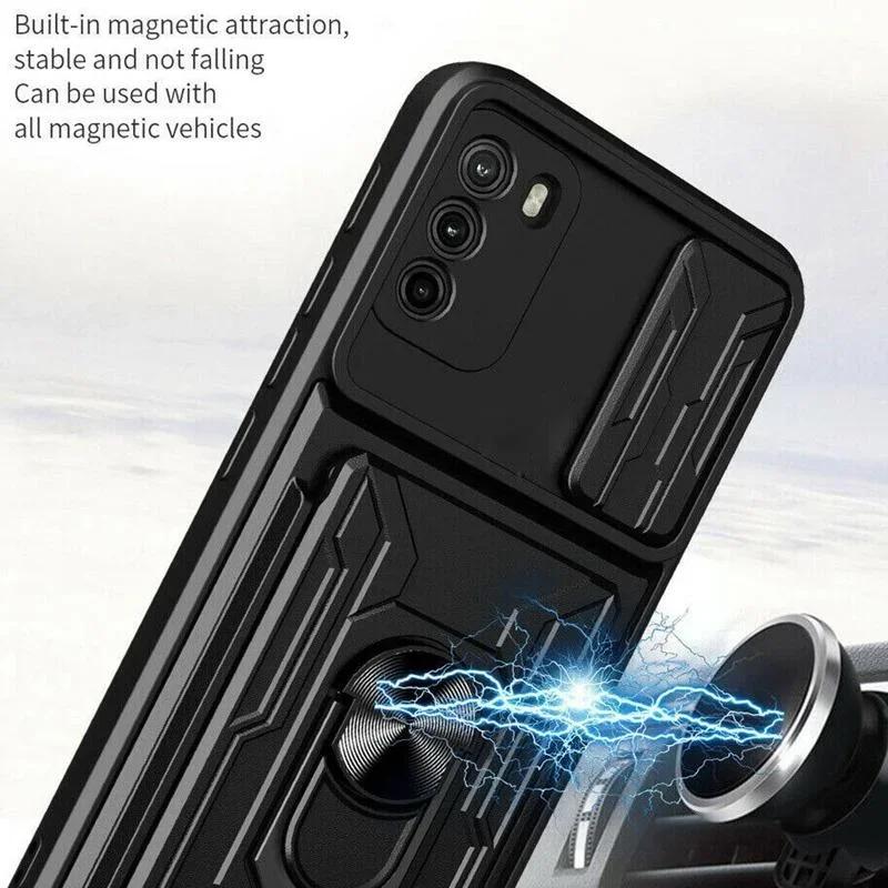 Shockproof Magnetic Case for Samsung Galaxy A06 A16 A15 A25 A35 A55 A14 A34 A54 A33 A53 A73 5G Card Pocket Holder Stand Cover