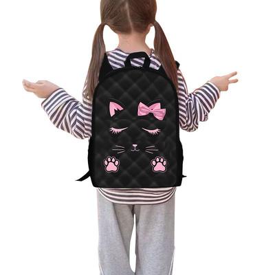 Trendy Popular Novelty Pink Cat 3D Print 3pcs/Set Student School Bags Laptop Daypack Backpack Crossbody Lunch Bag Pencil Case