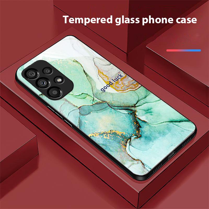 Musterfarbe Marmor für Samsung Galaxy S 8 9 10 20 Plus 21 FE 22 23 24 Ultra S7 Edge Schwarz Gehärtetes Glas Handyhülle Hartschale