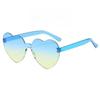 Fashion Love Heart Shape Sunglasses Trendy UV Protection Rimless Frame Shades Stylish Unique Colorful Gradient Sunglasses Women