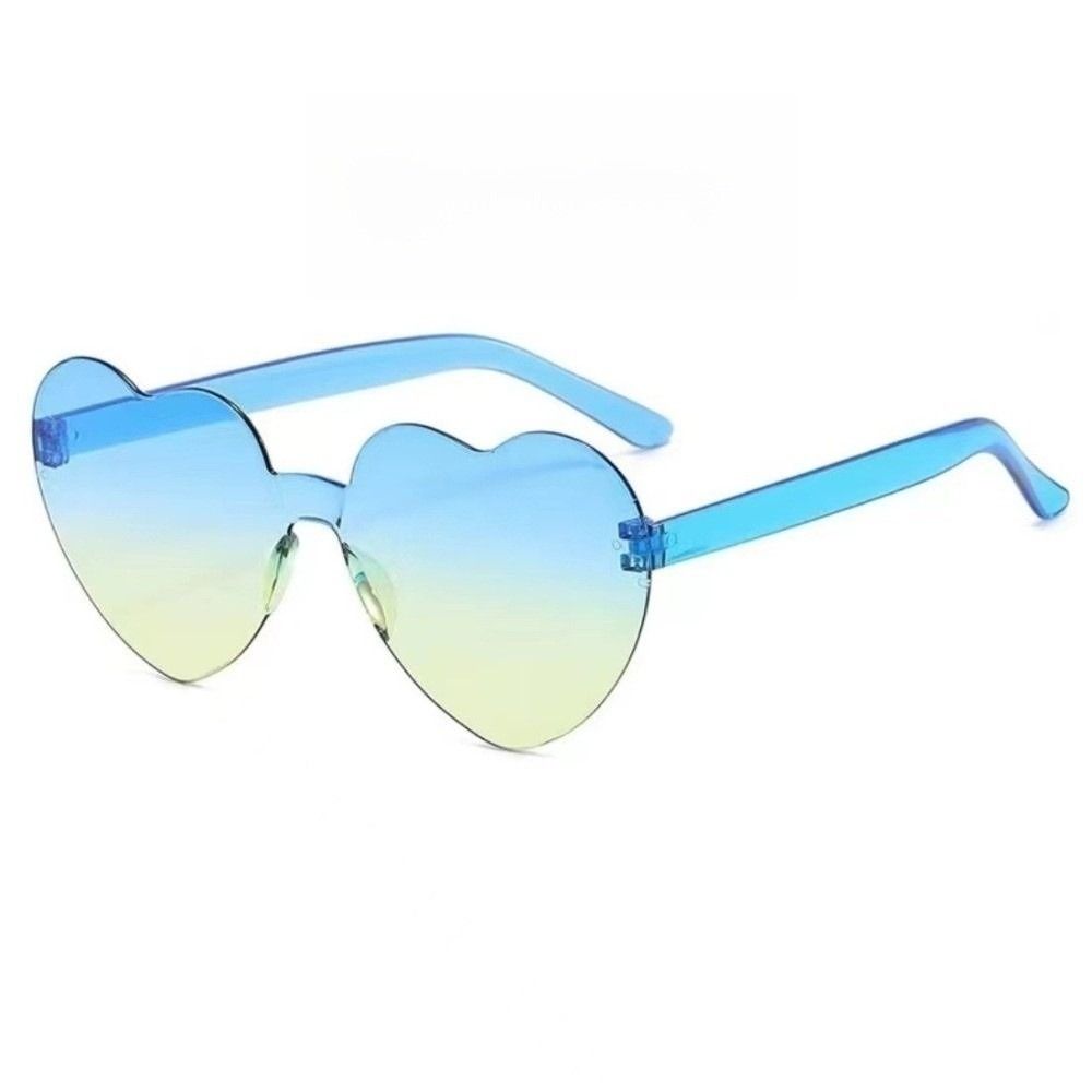 Fashion Love Heart Shape Sunglasses Trendy UV Protection Rimless Frame Shades Stylish Unique Colorful Gradient Sunglasses Women