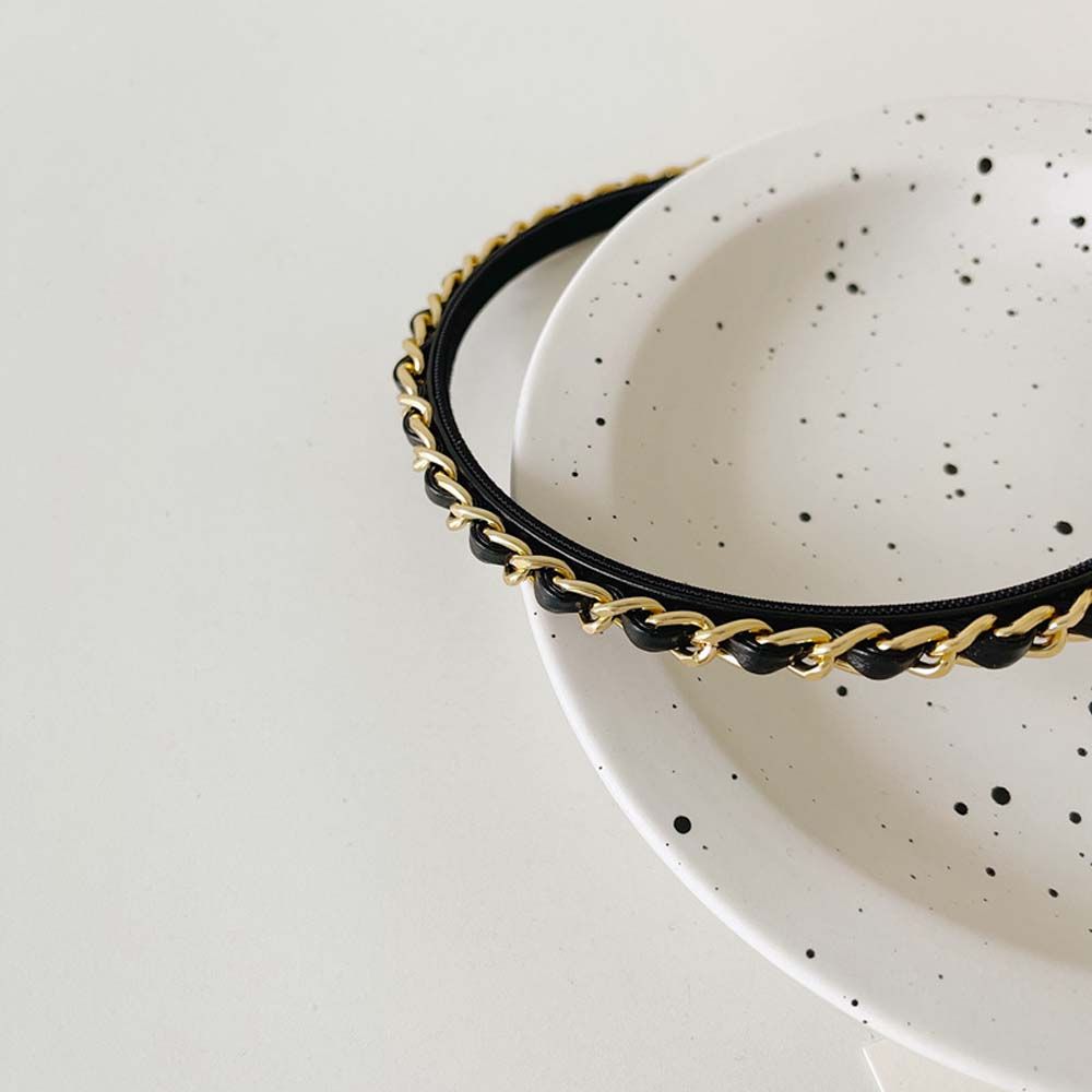 Headwear PU Leather Punk PU Chains Headband Women Hair Band Hair Accessories Korean Hair Hoop