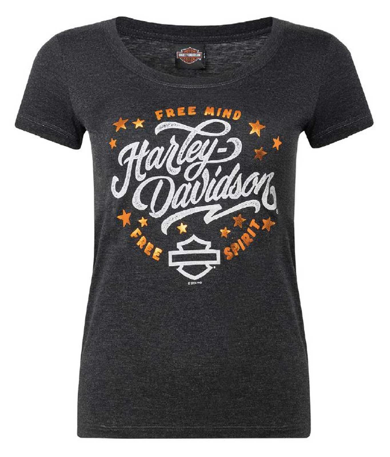 Harley-Davidson Women s Poise Foil Scoop Neck Short Sleeve Tee, Black 3XL