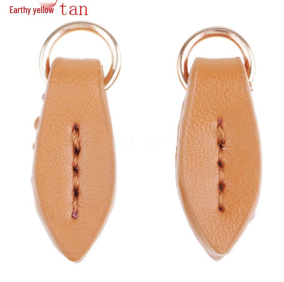 Leather Leaf Zipper Pull Pendant for Bags and Clutches - Hand-Stitched Accessory