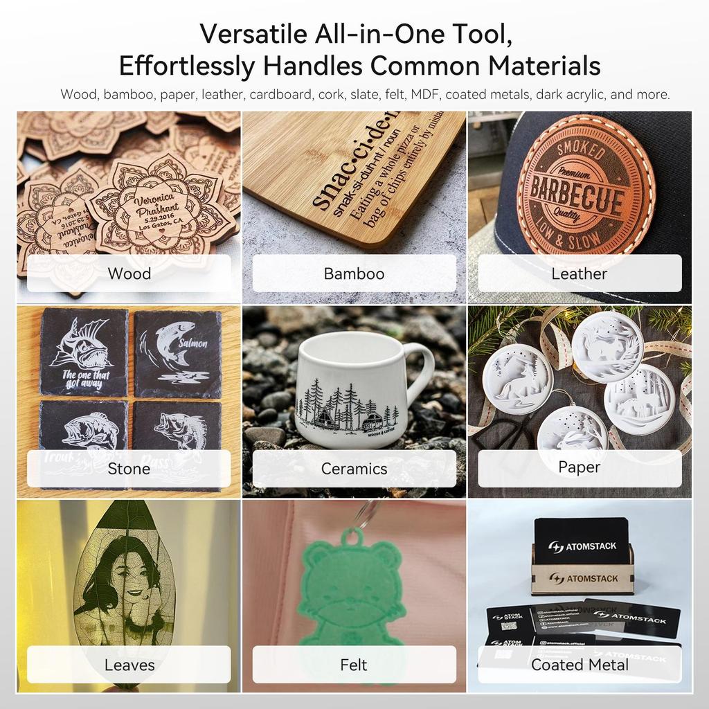 ATOMSTACK Swift Mini 3W Laser Engraving Machine,135×145mm Engraving Area,0.04*0.04mm Laser Spot,Positioning Accuracy 0.1 mm