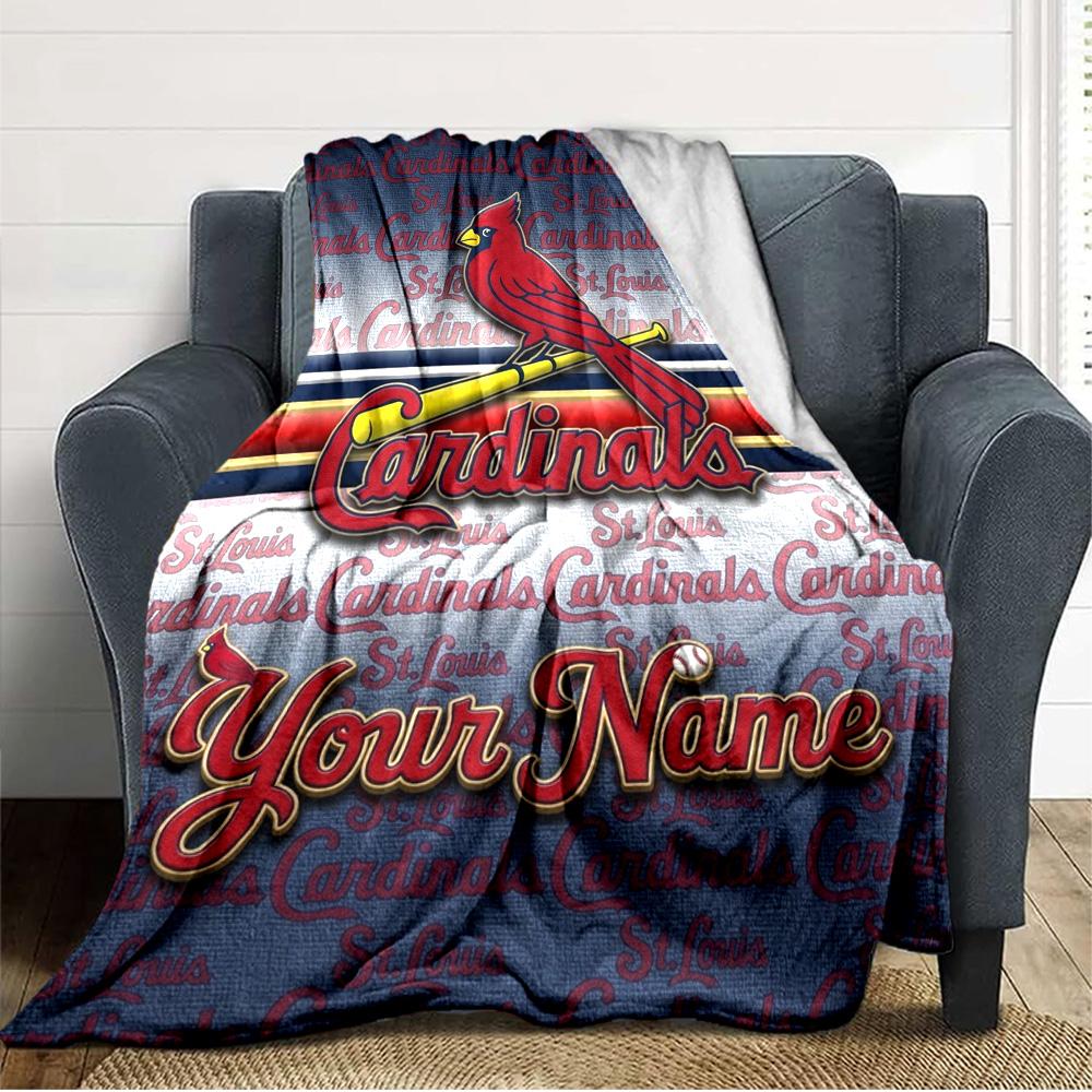 Name Custom St. Louis Cardinals Print Flannel Blanket High Quality Warm Comfortable Cover for All Seasons Perfect for Gifts Home Decor